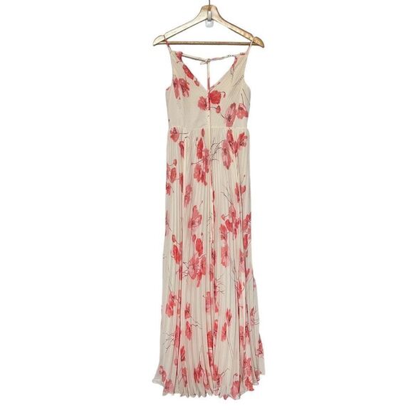 BCBGMAXAZRIA Tossed Poppies Maxi Dress in Sheer‎ Pink Combo - Picture 2 of 8